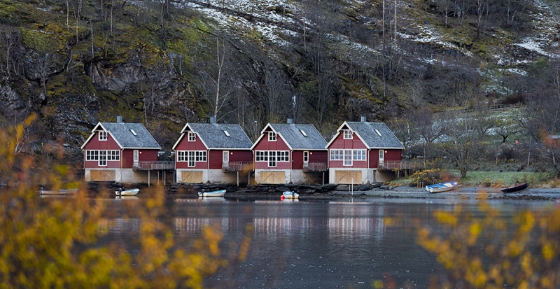 Norwegen Landschaft Winter am Fjord