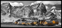 8202G-03G-Lofoten-bei-Reine-Panorama-SW-mit-gelben-Häusern