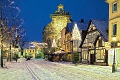 5061c,63,65,67 Bückeburg Stadtkirche im Schnee gemalt 80x60 Druck