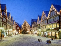 827F-830F Marktplatz Rinteln Winter gemalt Druck 60x80